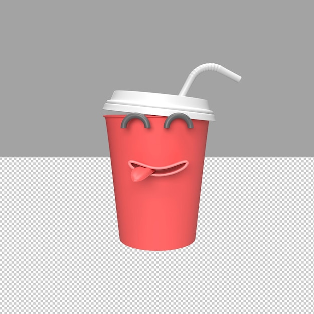 Cute soda drink Character 3d render illustration