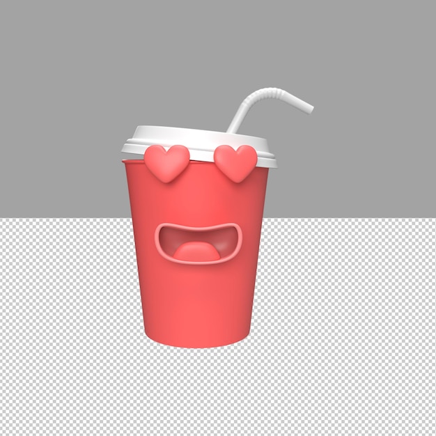 Cute soda drink Character 3d render illustration