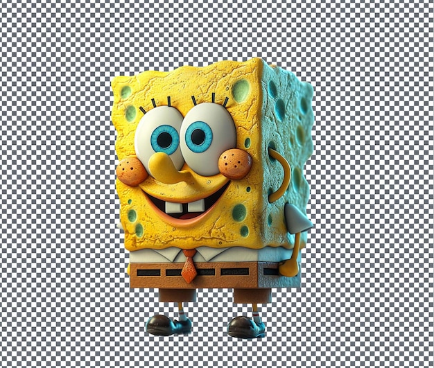 PSD cute spongebob isolated on transparent background