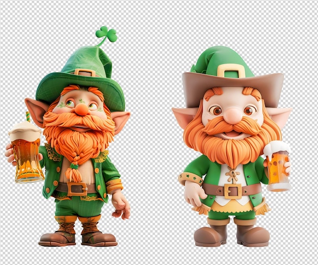 PSD st. patrick's day leprechaun isolato tagliato su trasparente