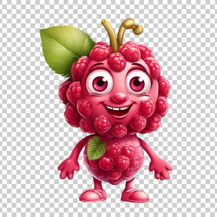 PSD a cute strawberry with a cute face and a red strawberry on the background