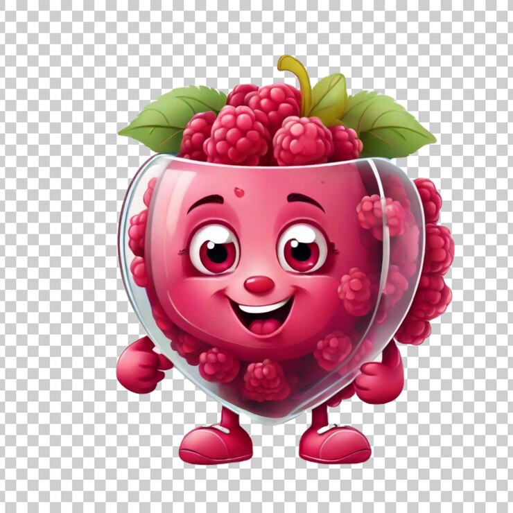PSD a cute strawberry with a smile on its face