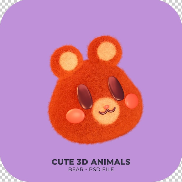 Cute stuffed animals 3d icon design