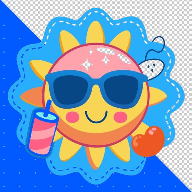 可愛的夏季貼紙 PNG 透明背景