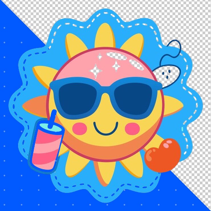 PSD 可愛的夏季貼紙 png 透明背景