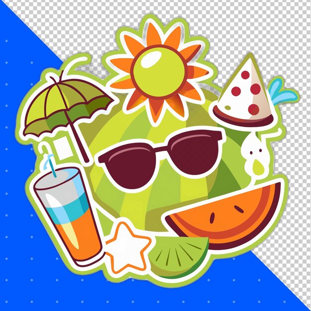 cute summer sticker png transparent background