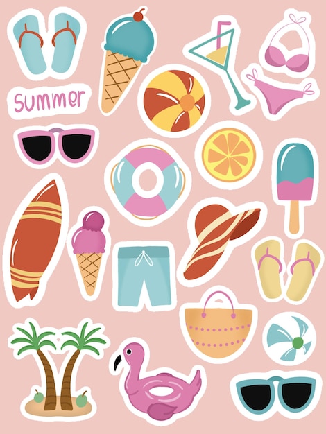 PSD cute summer sticker