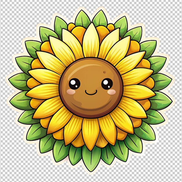 PSD cute sunflower on transparent background