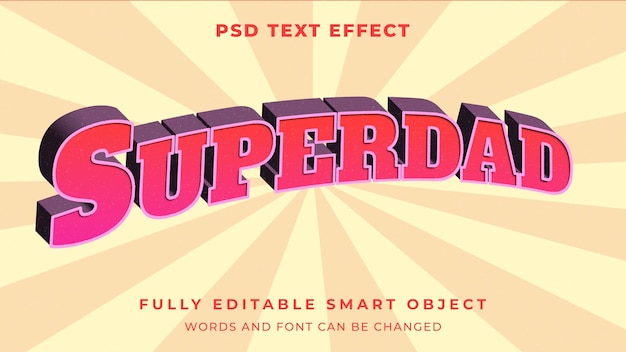 PSD cute superhero classic vintage retro graphic style editable text effectgraphic style editable text effect