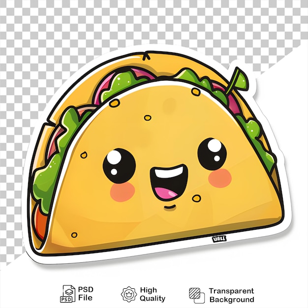 PSD cute tacos illustration cartoon style on transparent background