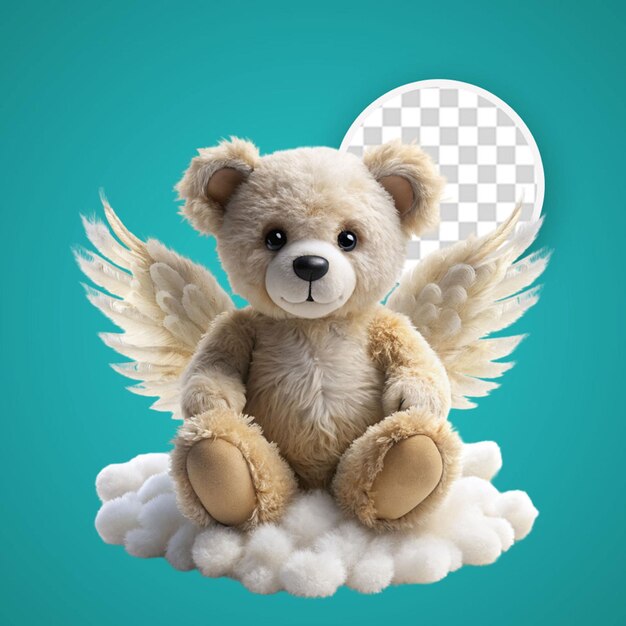 PSD cute teddy bear wings isolated with transparent background