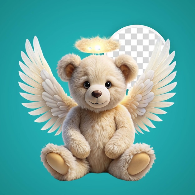 Cute teddy bear wings isolated with transparent background