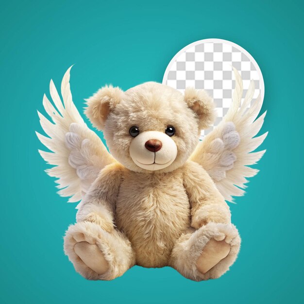 PSD cute teddy bear wings isolated with transparent background