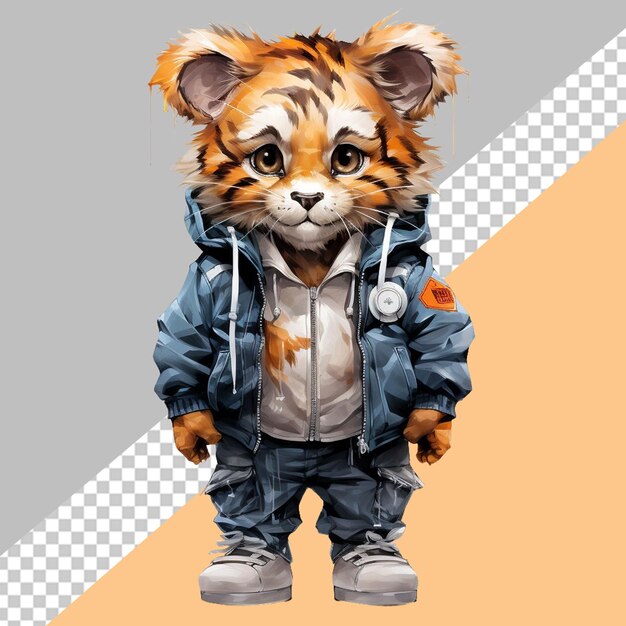 PSD cute tiger wearing uniform