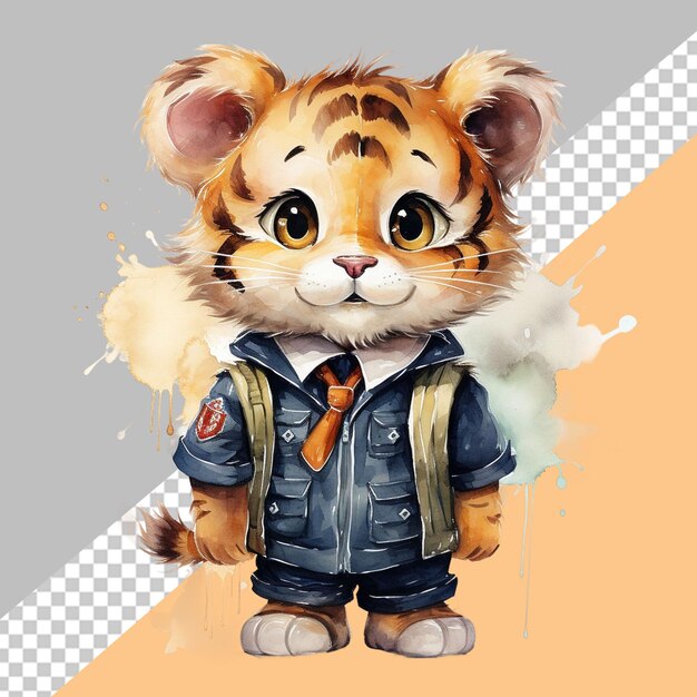 PSD cute tiger wearing uniform