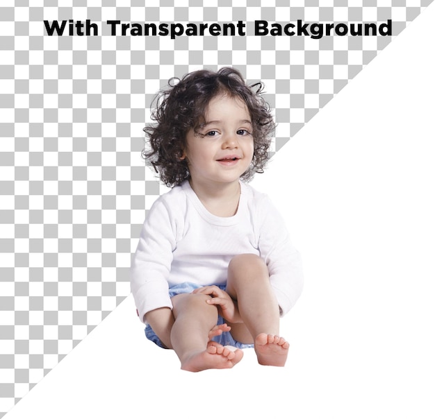 cute toddler sitting and smiling png psd isolated on transparent background