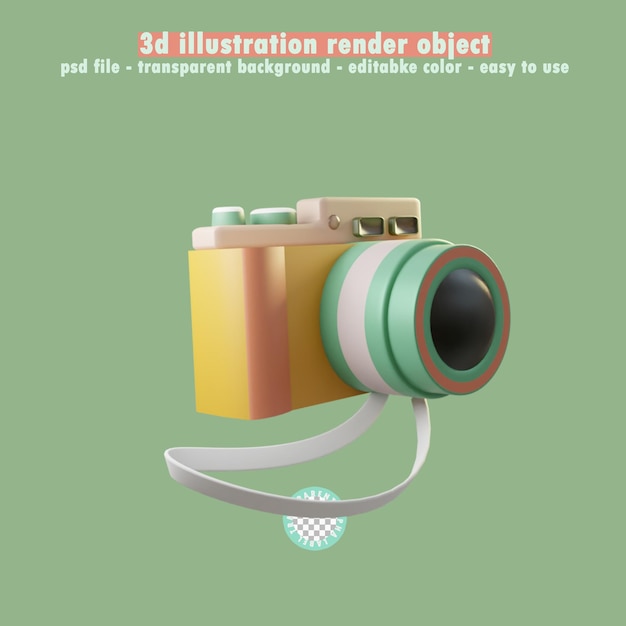 Cute ui style premium camera 3d icon psd