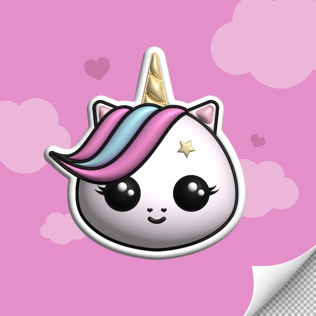 Cute unicorn 3d rendering