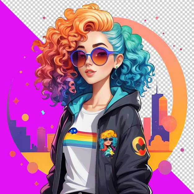 Cute urban girl wearing sunglasses illustration