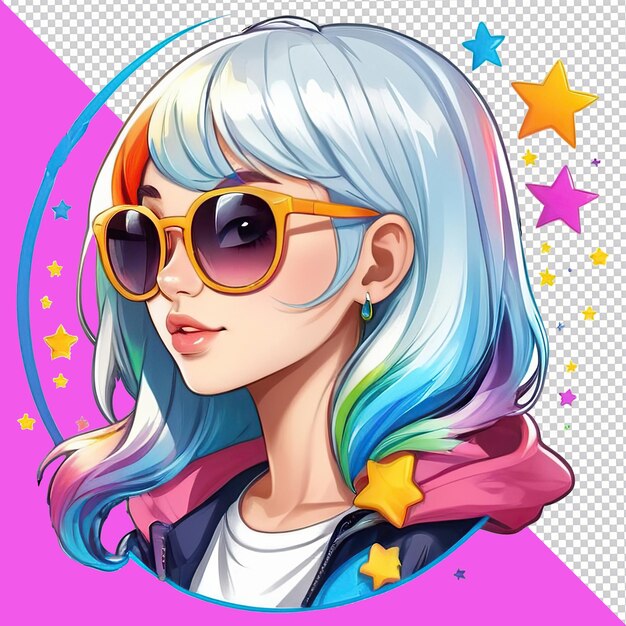 PSD cute urban girl wearing sunglasses illustration