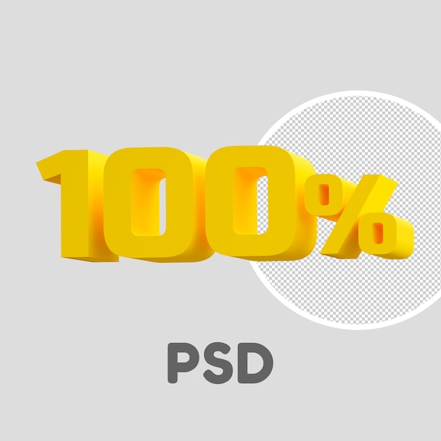 PSD cute volumetric yellow one hundred percent 3d render