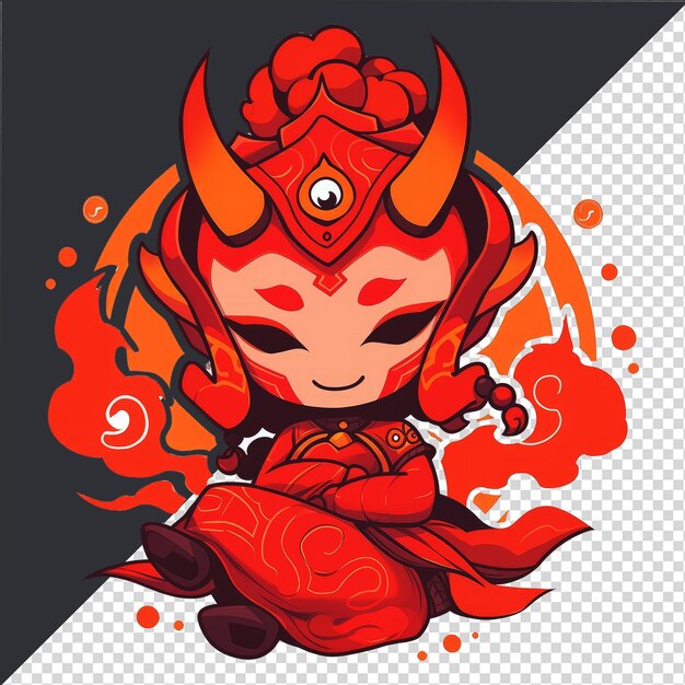 PSD cute warrior game hero with fire element