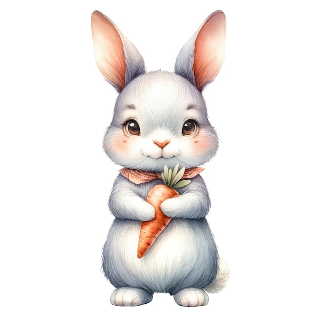 PSD cute watercolor easter bunny clipart illustration
