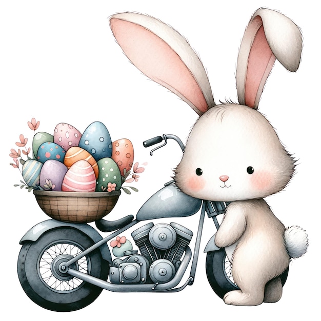 Illustrazione sveglia di clipart del coniglietto di pasqua dell'acquerello