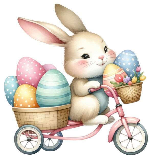 PSD cute watercolor easter bunny clipart illustration