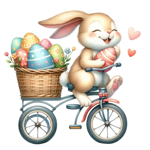 Cute watercolor easter bunny clipart illustration