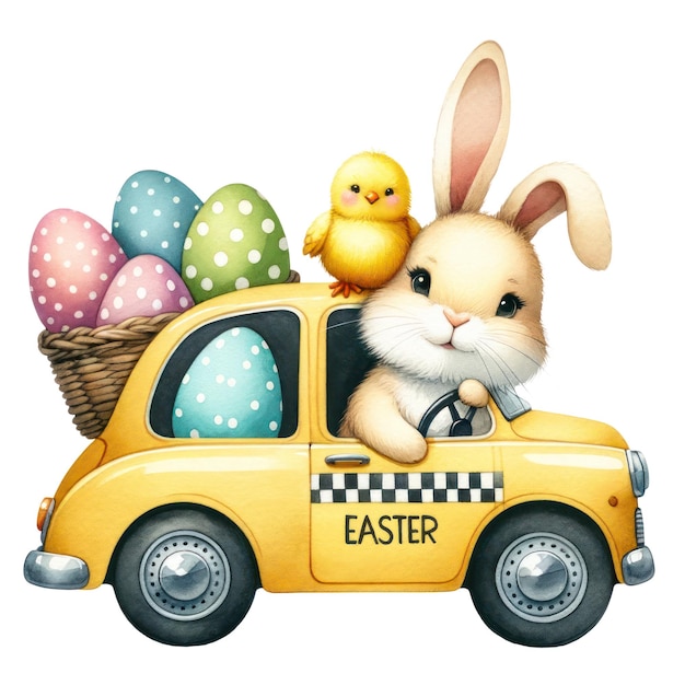 PSD illustrazione sveglia di clipart del coniglietto di pasqua dell'acquerello