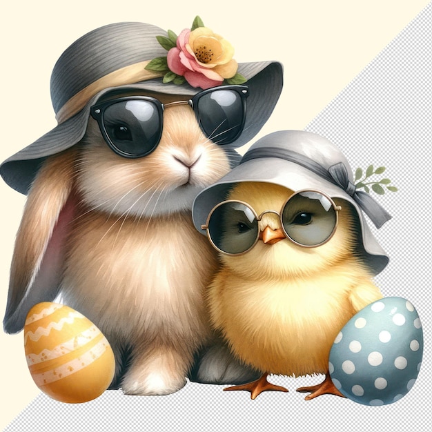 PSD cute watercolor easter bunny clipart illustration