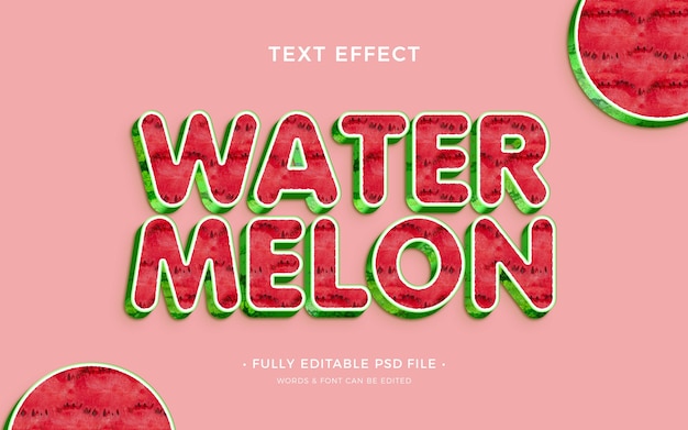 PSD cute watermelon text effect