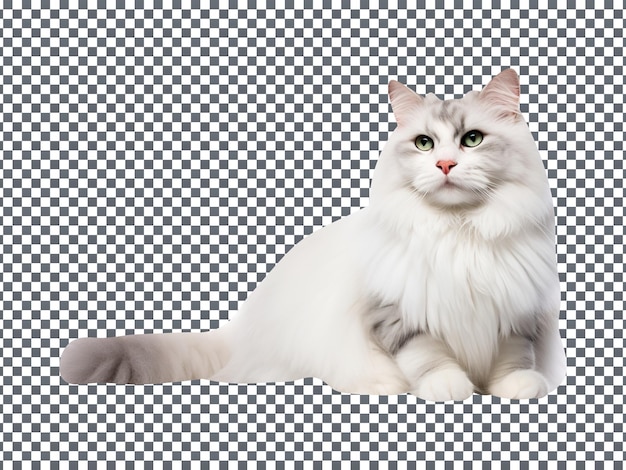 Cute white aegean cat isolated on a transparent background