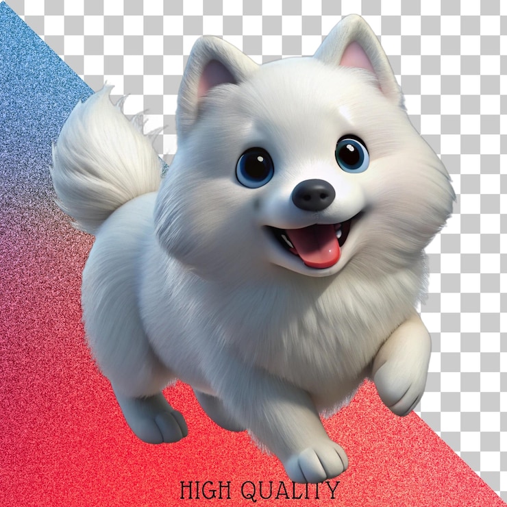 PSD милая белая мультфильмная собака 3d иллюстрация