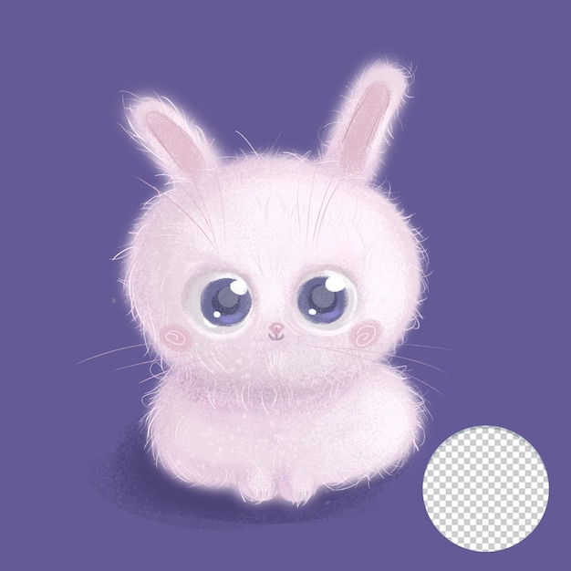 PSD cute white rabbit isolated on violet background