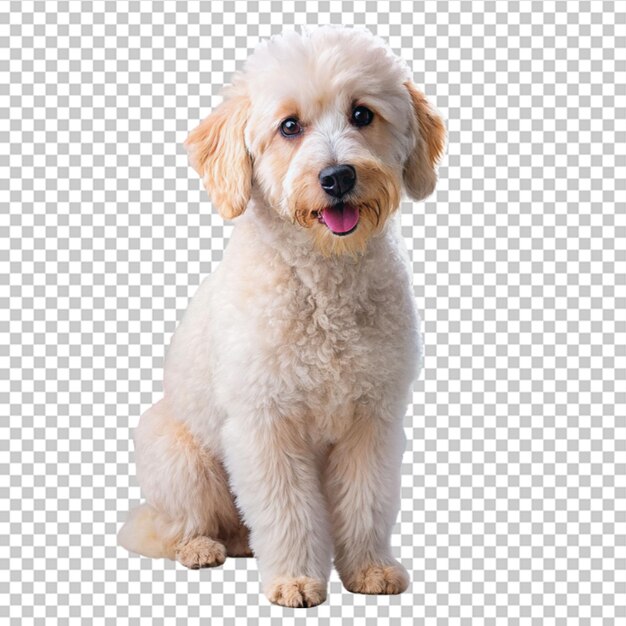 PSD 透明な背景の花の冠を持つ可愛い白いレトリバーの子犬
