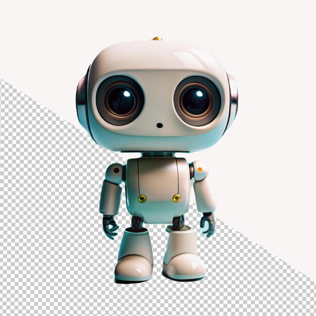 PSD cute white robot on transparent background