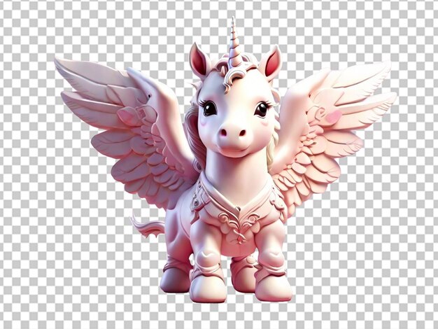 PSD carino bambino unicorno bianco con le ali