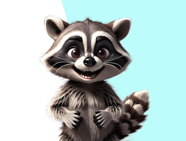 PSD cute wild raccoon cartoon