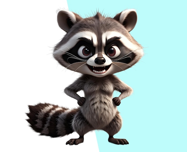 PSD cute wild raccoon cartoon