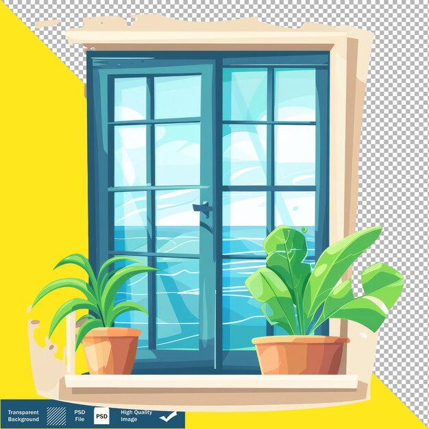 PSD cute window cartoon vector icon illustration transparent background png psd