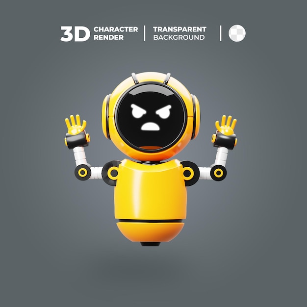 PSD a cute yellow robot angry