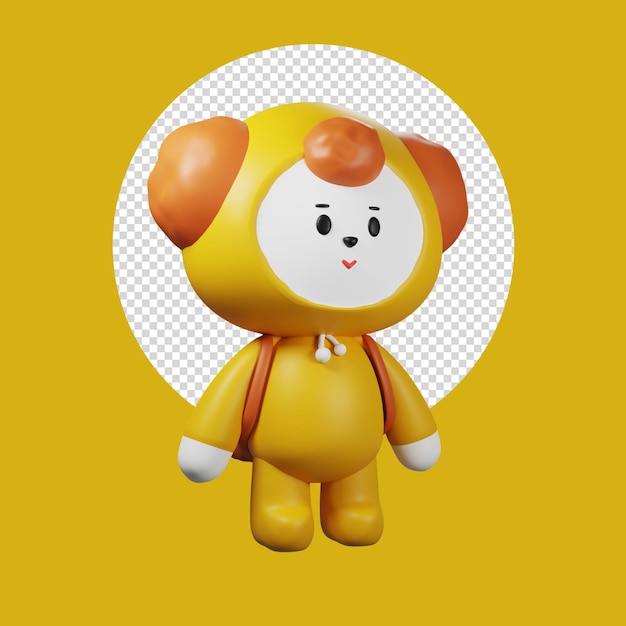 Cute yellow teddy bear 3d Illustration