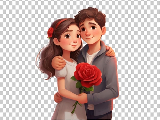 PSD cute young couple cartoon character