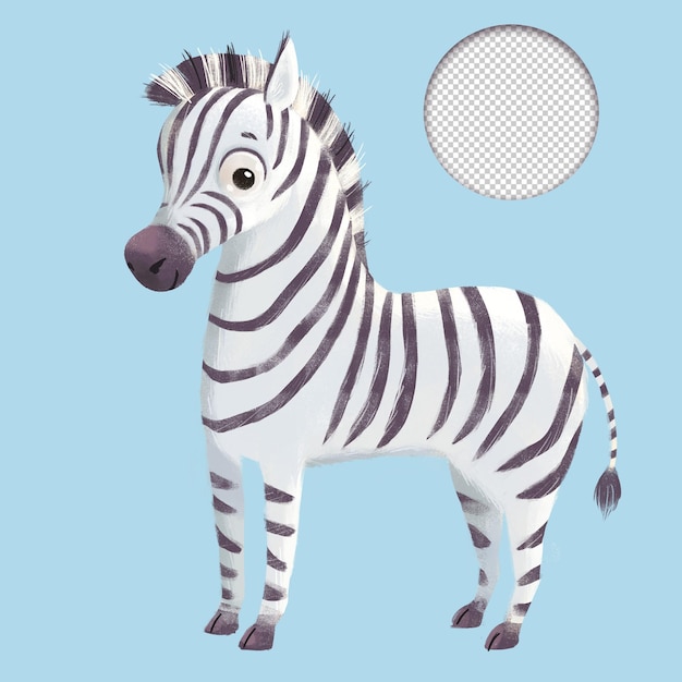 cute zebra cartoon illustration kawaii style on light blue background