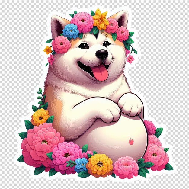 PSD cuteness overload dog sticker with transparent background