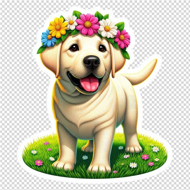 PSD cuteness overload dog sticker with transparent background