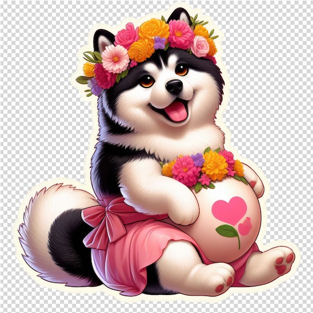 PSD cuteness overload dog sticker with transparent background