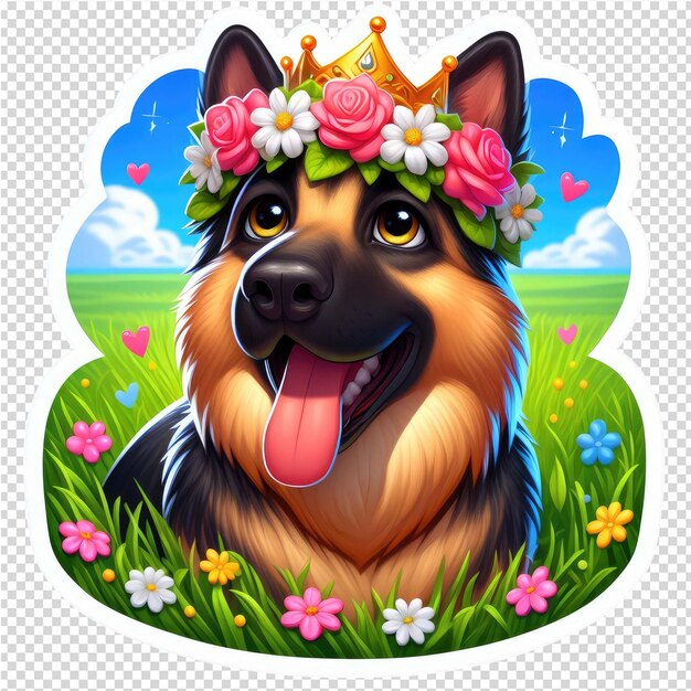 PSD cuteness overload dog sticker with transparent background